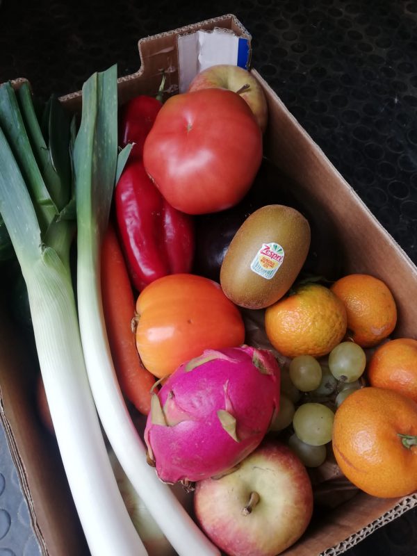 Cesta de regalo: frutas y verduras variadas